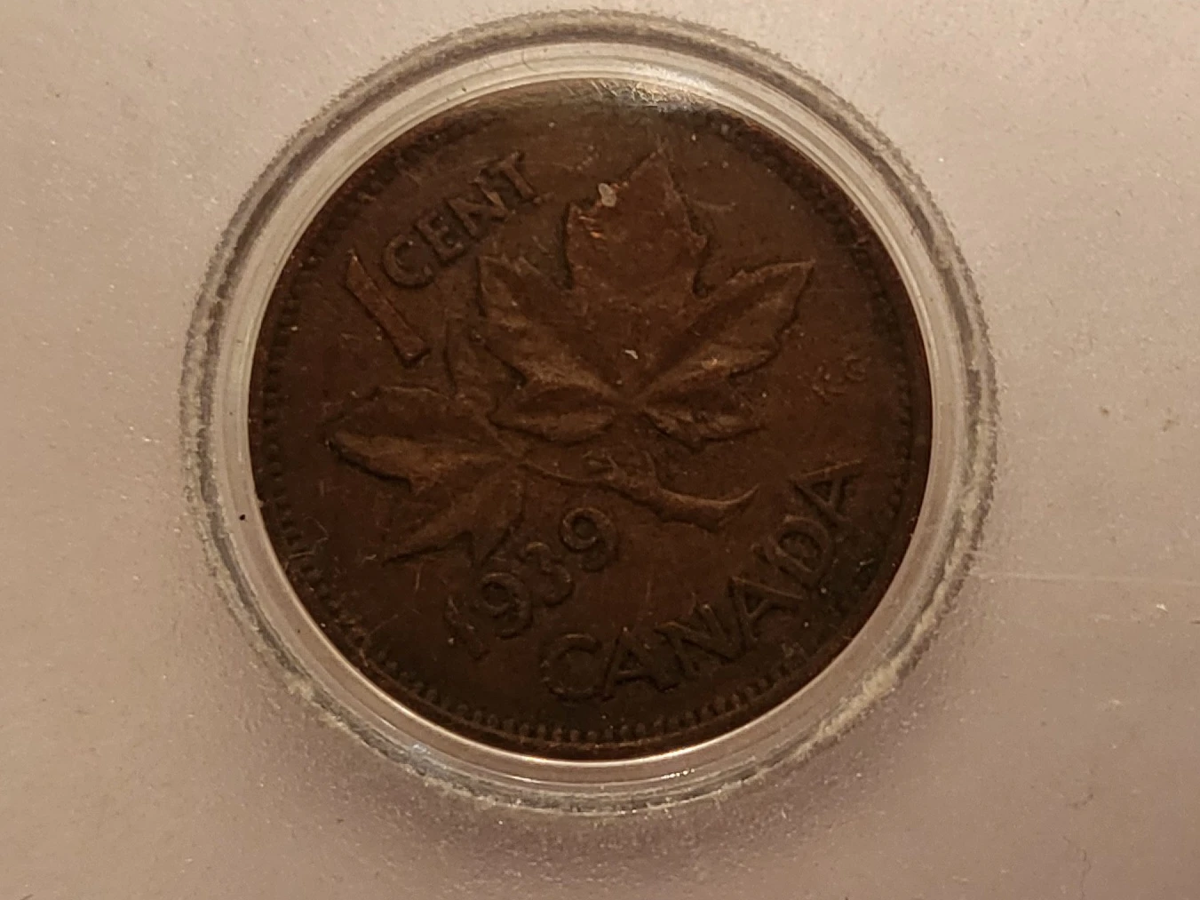 Vintage 1939 Canadian 1 Cent Coin