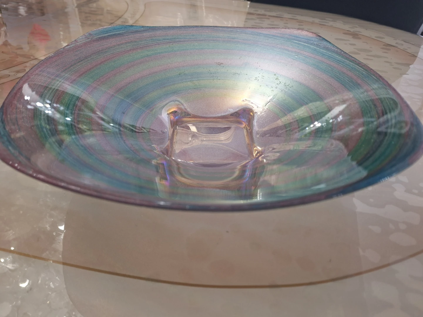 Iridescent Swirl Glass Decorative Bowl 🥕 - photo 3