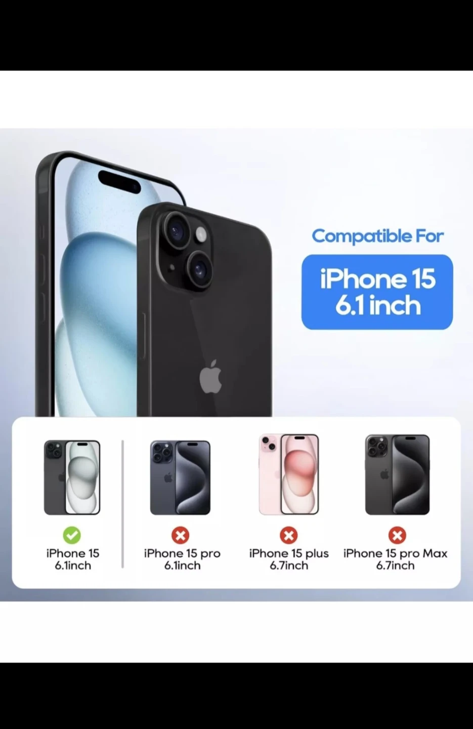 Clear Phone Case for iPhone 15 6.1 inch with Screen Protector - photo 2
