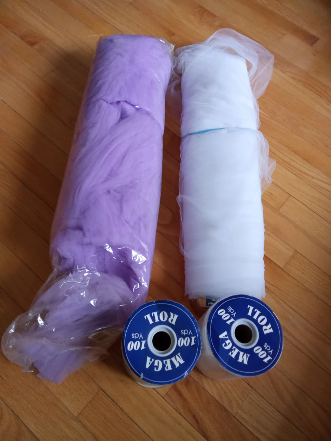 Wedding Tulle (Purple & White) & 2 NEW Mega Rolls