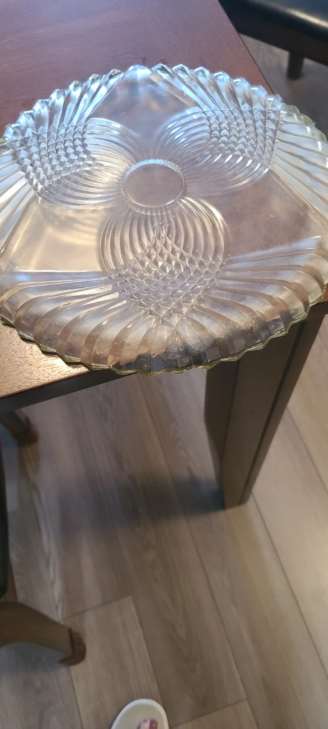 Clear Glass Cake Stand with Gold Rim - photo 2