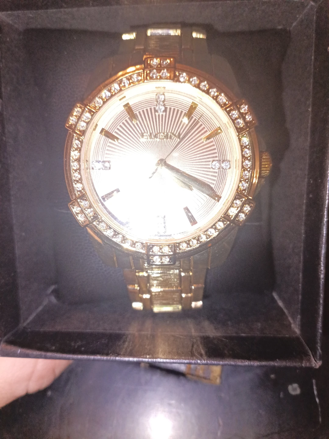 Gold Tone Watch with Rhinestones