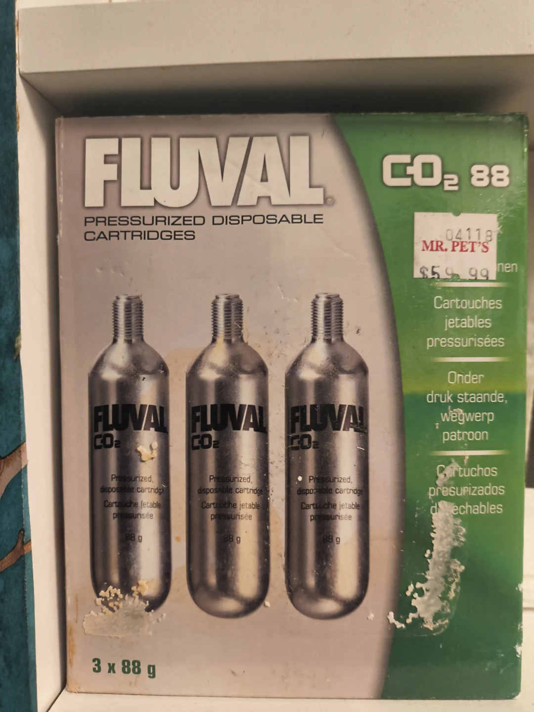 Fluval CO2 88g Pressurized Disposable Cartridges (3-Pack)