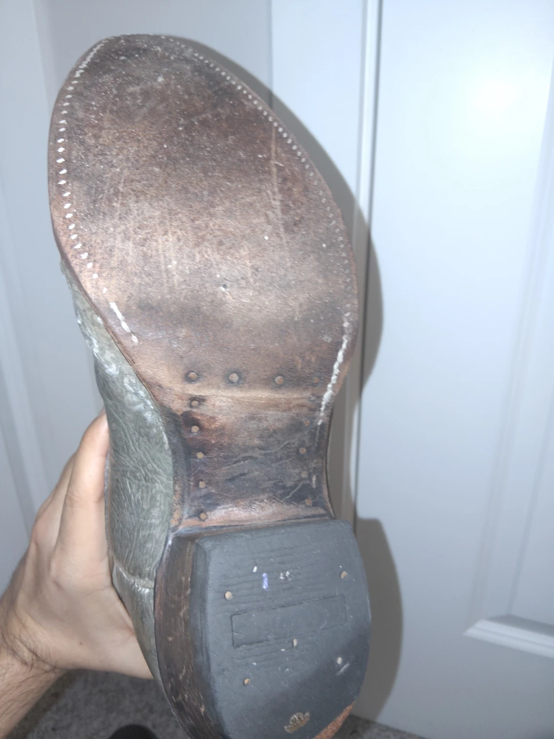 Light Grey Leather Cowboy Boots - photo 3