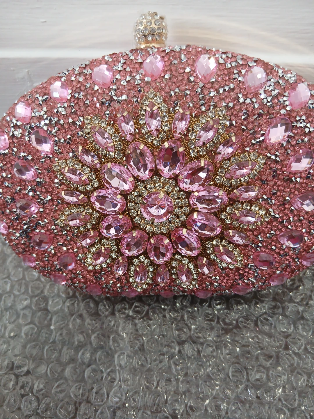 Pink Bejeweled Clutch Evening Bag with Chain $40 - photo 2