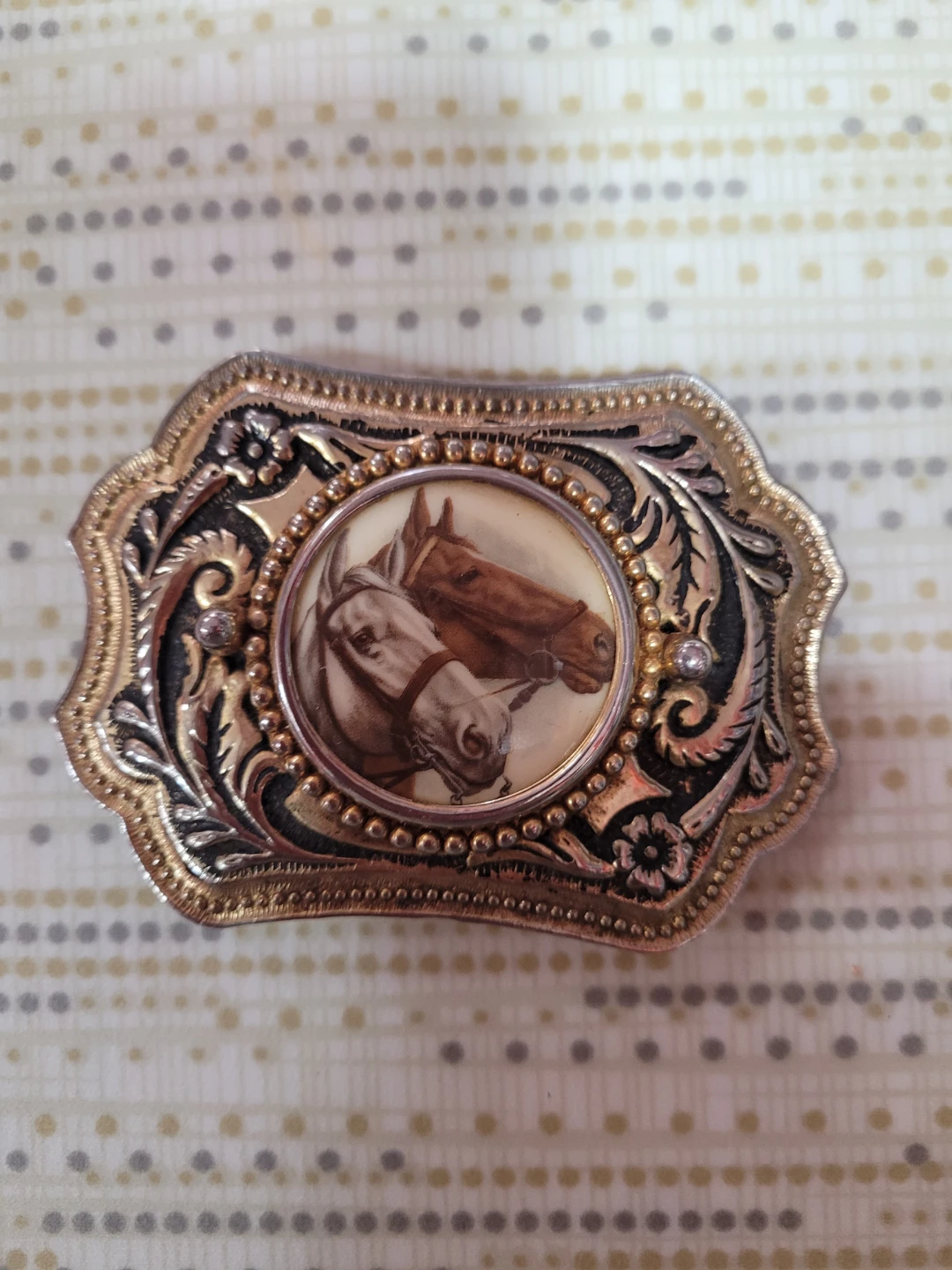 Western Belt Buckle with Horses