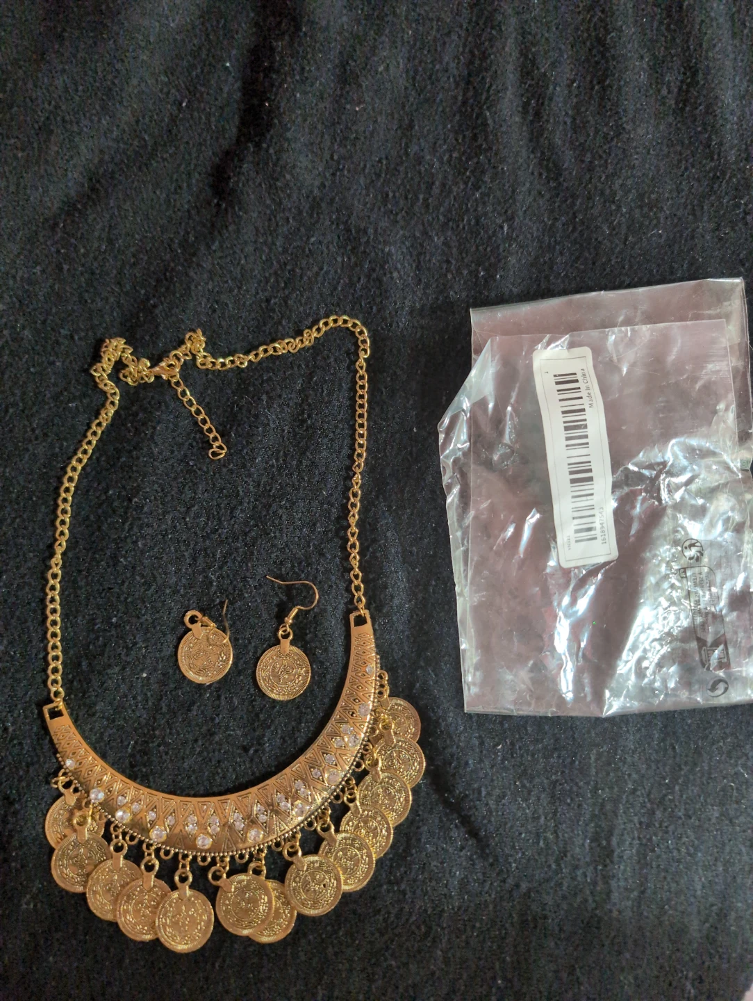 Gold Coin Necklace and Earring Set - photo 2