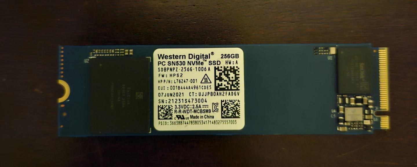 Western Digital 256GB PC SN530 NVMe SSD