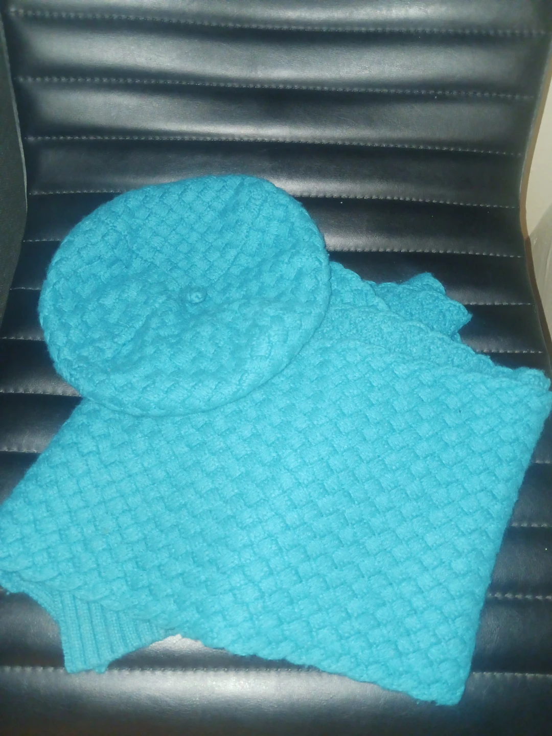 🏆Teal Knit Beret and Scarf Set - photo 2