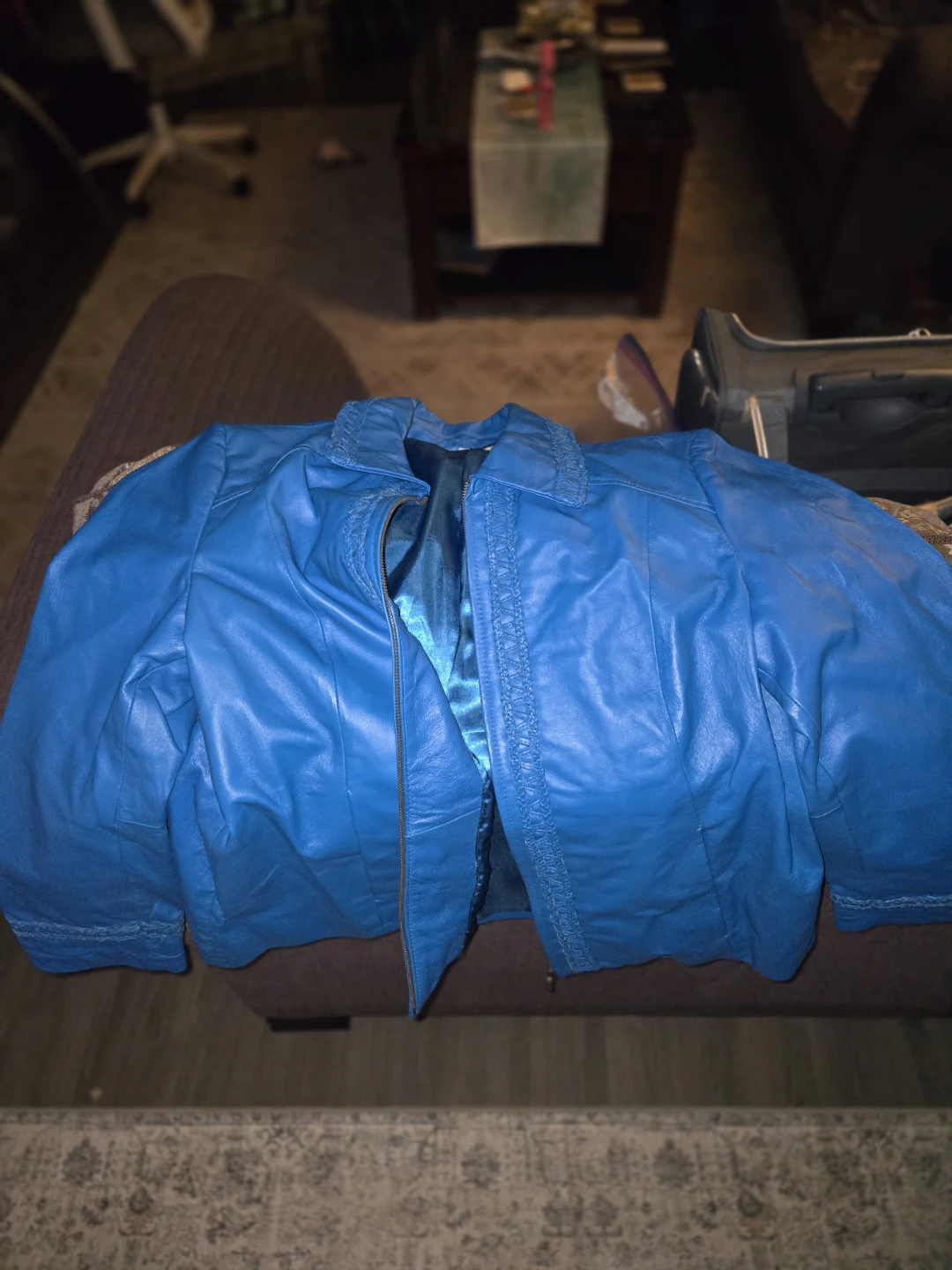 Guillaume Blue Leather Jacket