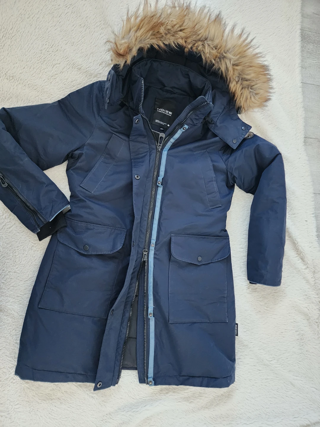 Noize Nora Blue Long Parka Fur Hood Cold Coat - photo 3
