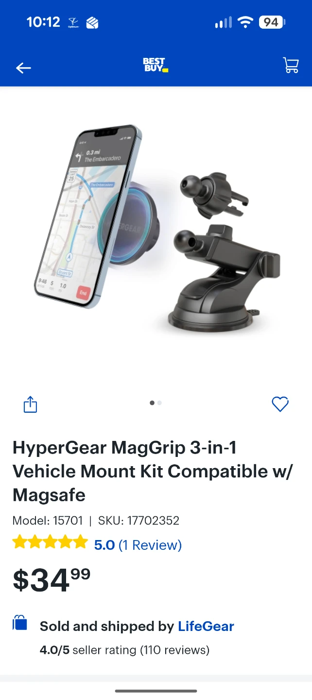 HyperGear MagGrip 3-in-1 Vehicle Mount Kit Compatible w/ Magsafe