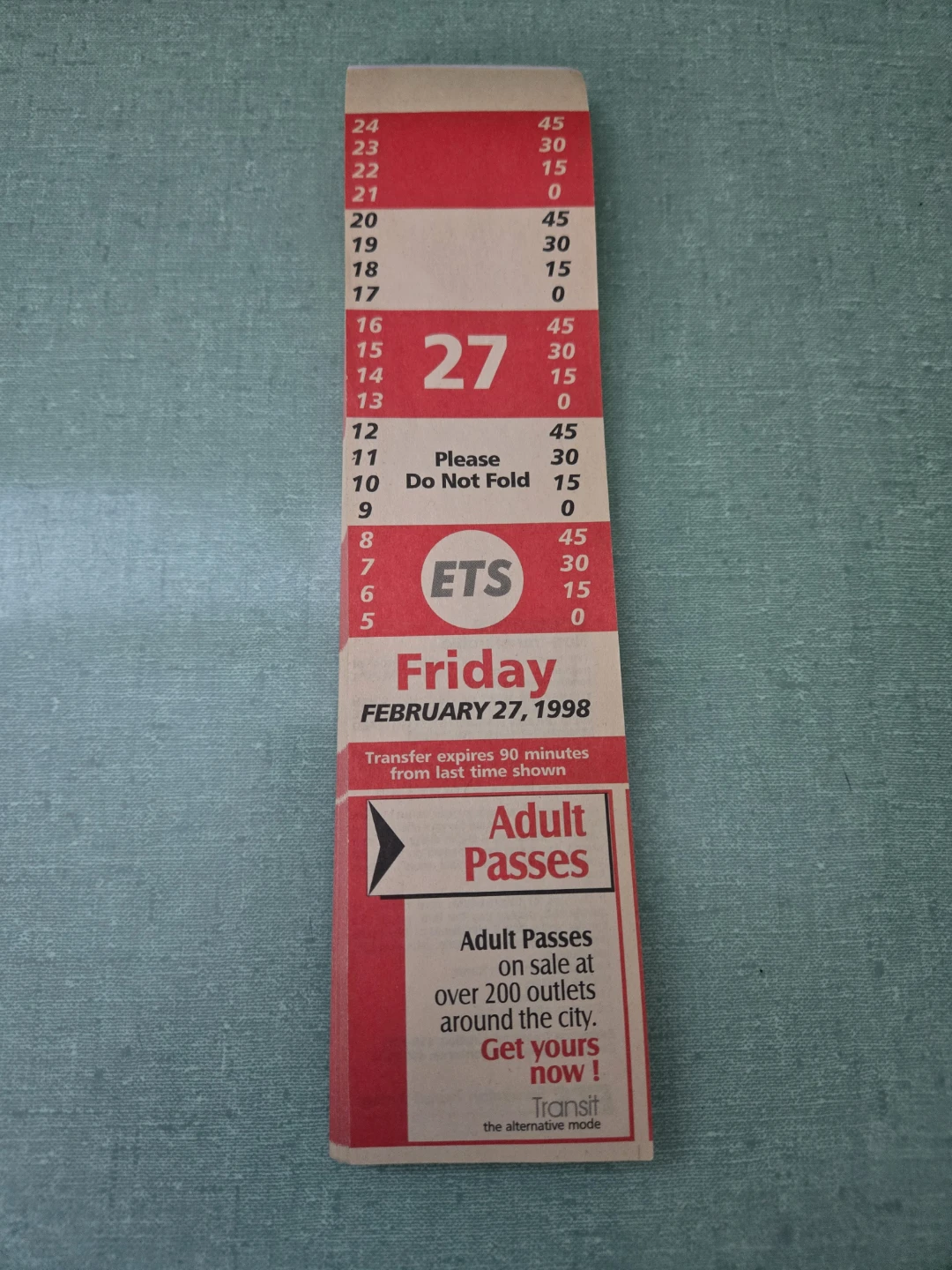 Bundle of ETS 1998 Adult Paper Bus Passes & 1998 Book of Routes - photo 2
