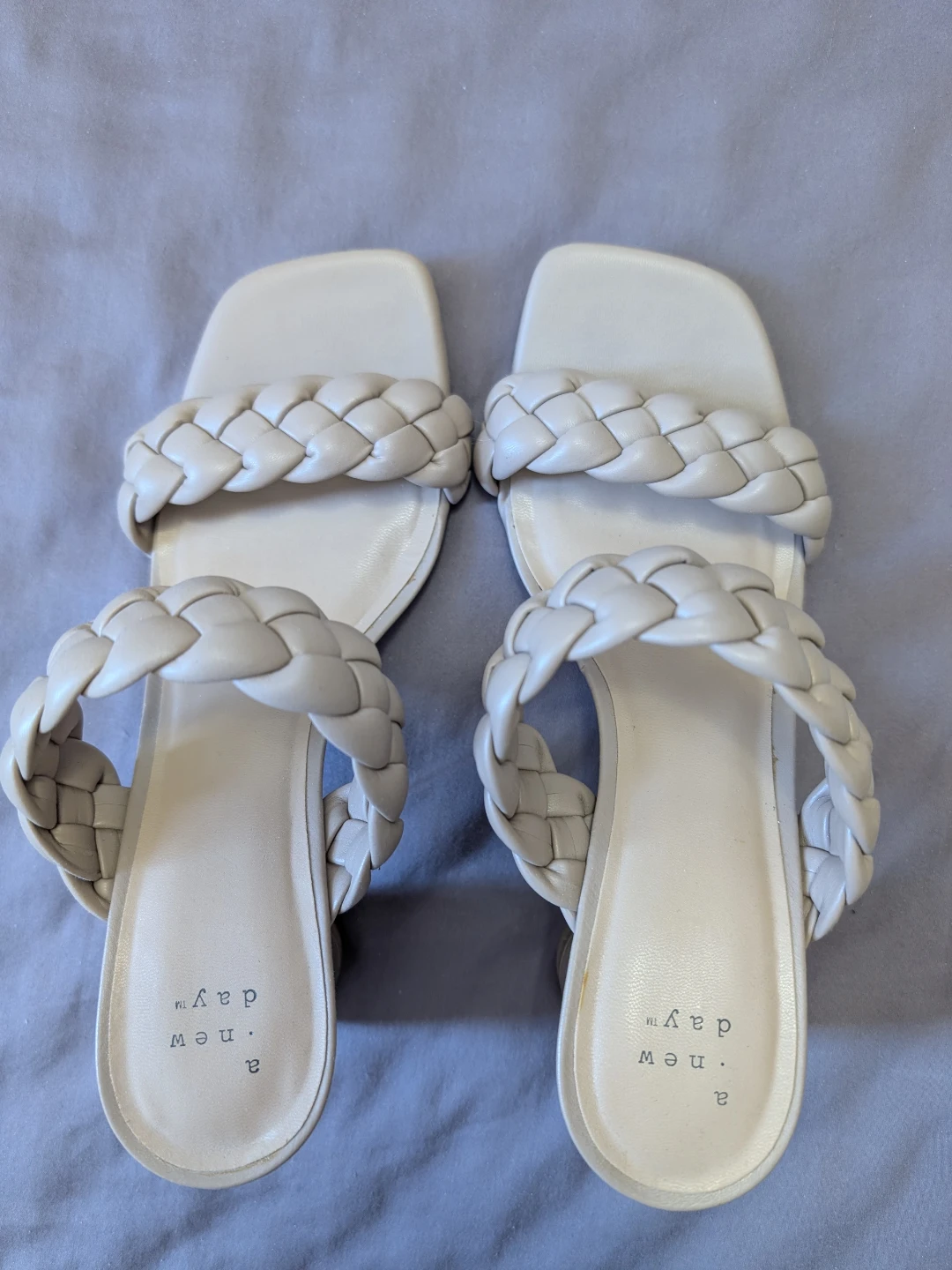 Braided Slide Heeled Sandals Cream - photo 4