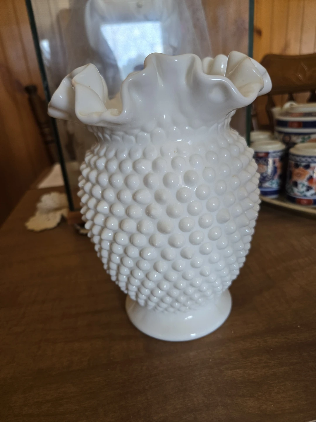 White Hobnail Milk Glass Vase