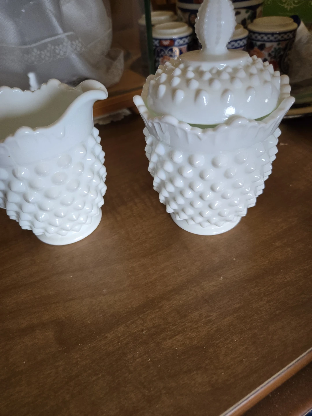 Hobnail Milk Glass Creamer and Sugar Bowl Set - photo 2