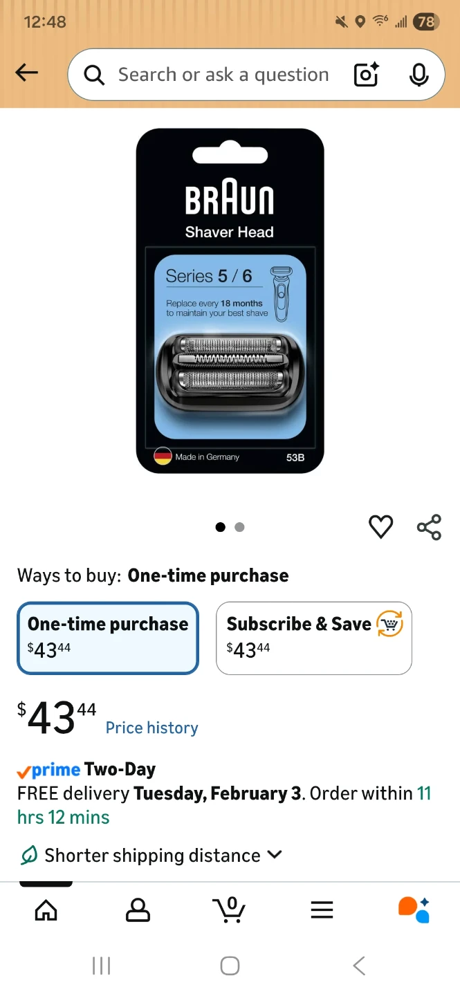 Braun Series 5/6 Shaver Head 53B