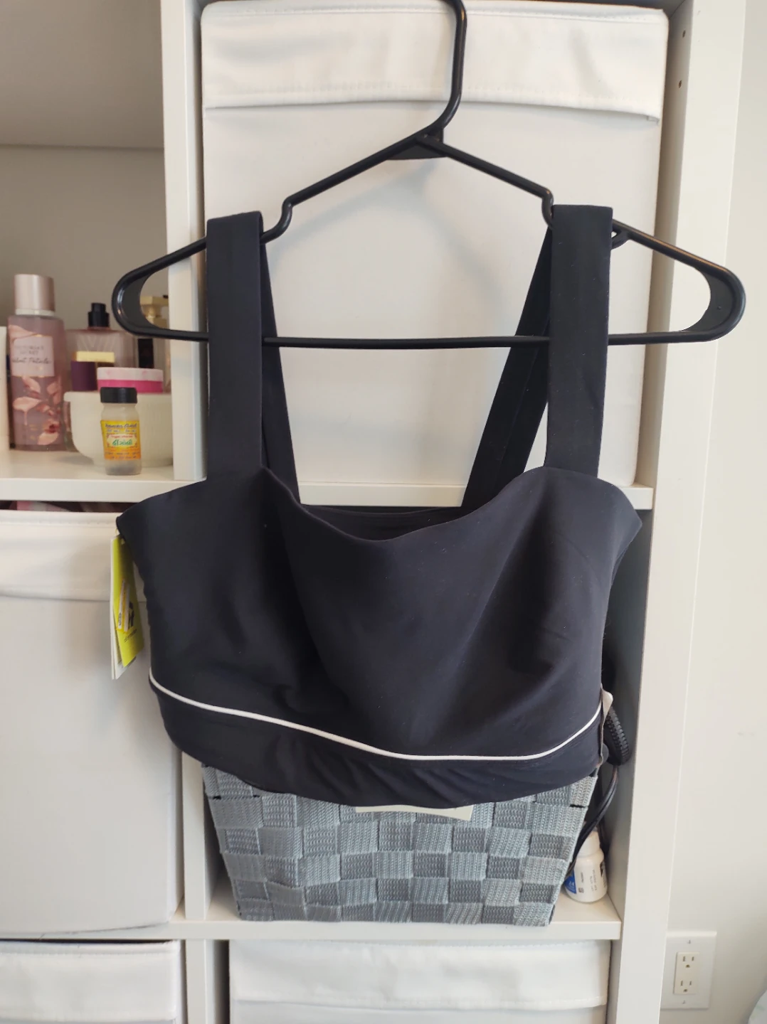 Black Sports Bra with White Trim