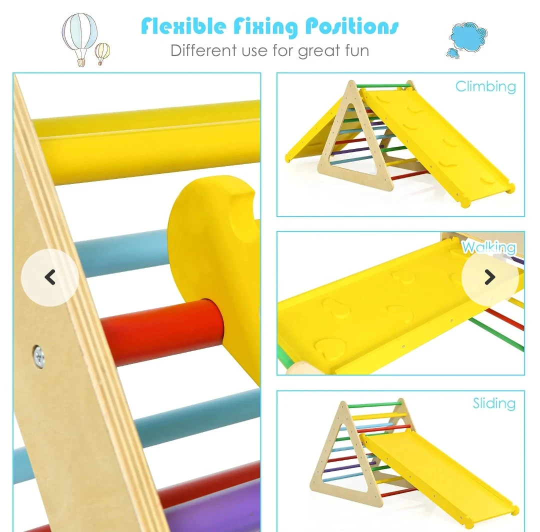 5 in 1 Wooden Climbing Triangle with Slide - photo 3