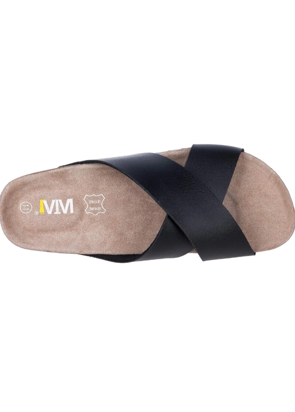 VIM Black Genuine Leather Cross-Strap Slides - Size 9.5 - photo 2