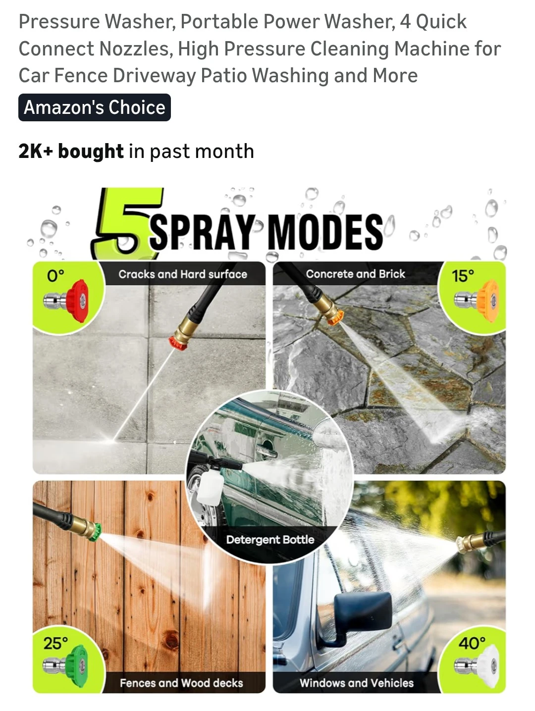 LWQ Pressure Washer with 4 Nozzles and Detergent Bottle - photo 2