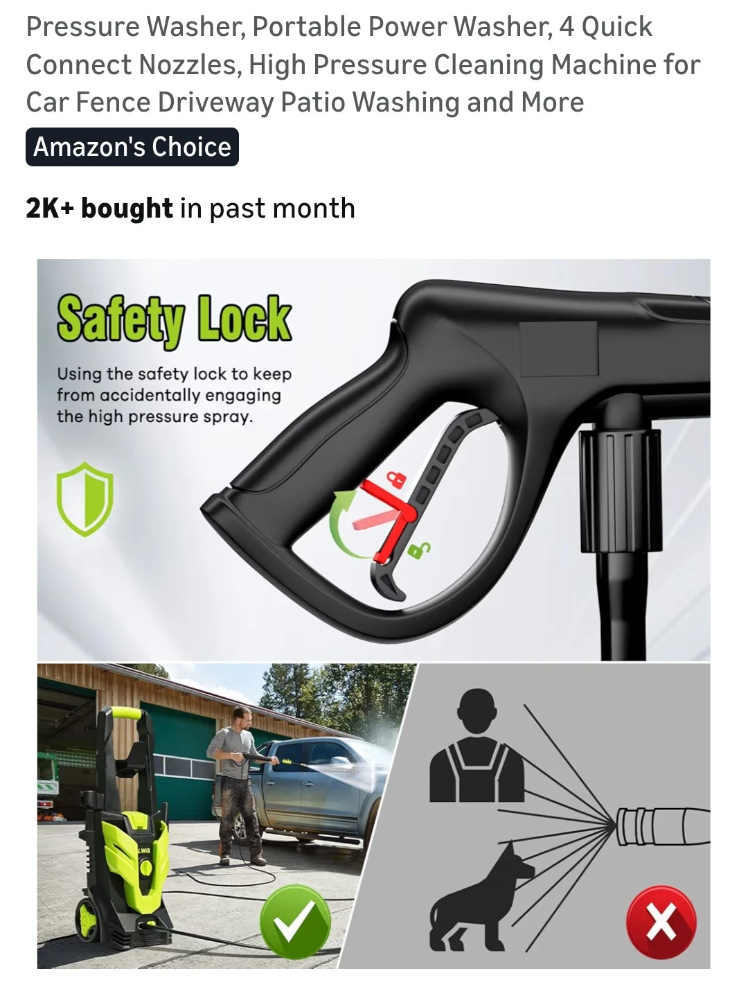 LWQ Pressure Washer with 4 Nozzles and Detergent Bottle - photo 3