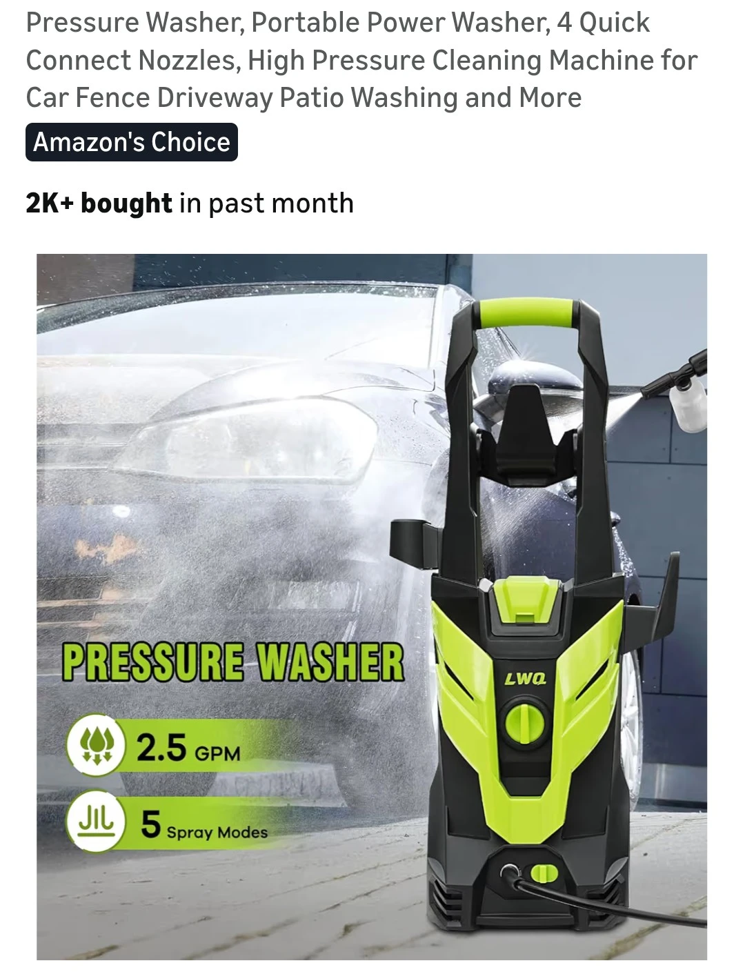 LWQ Pressure Washer with 4 Nozzles and Detergent Bottle - photo 4