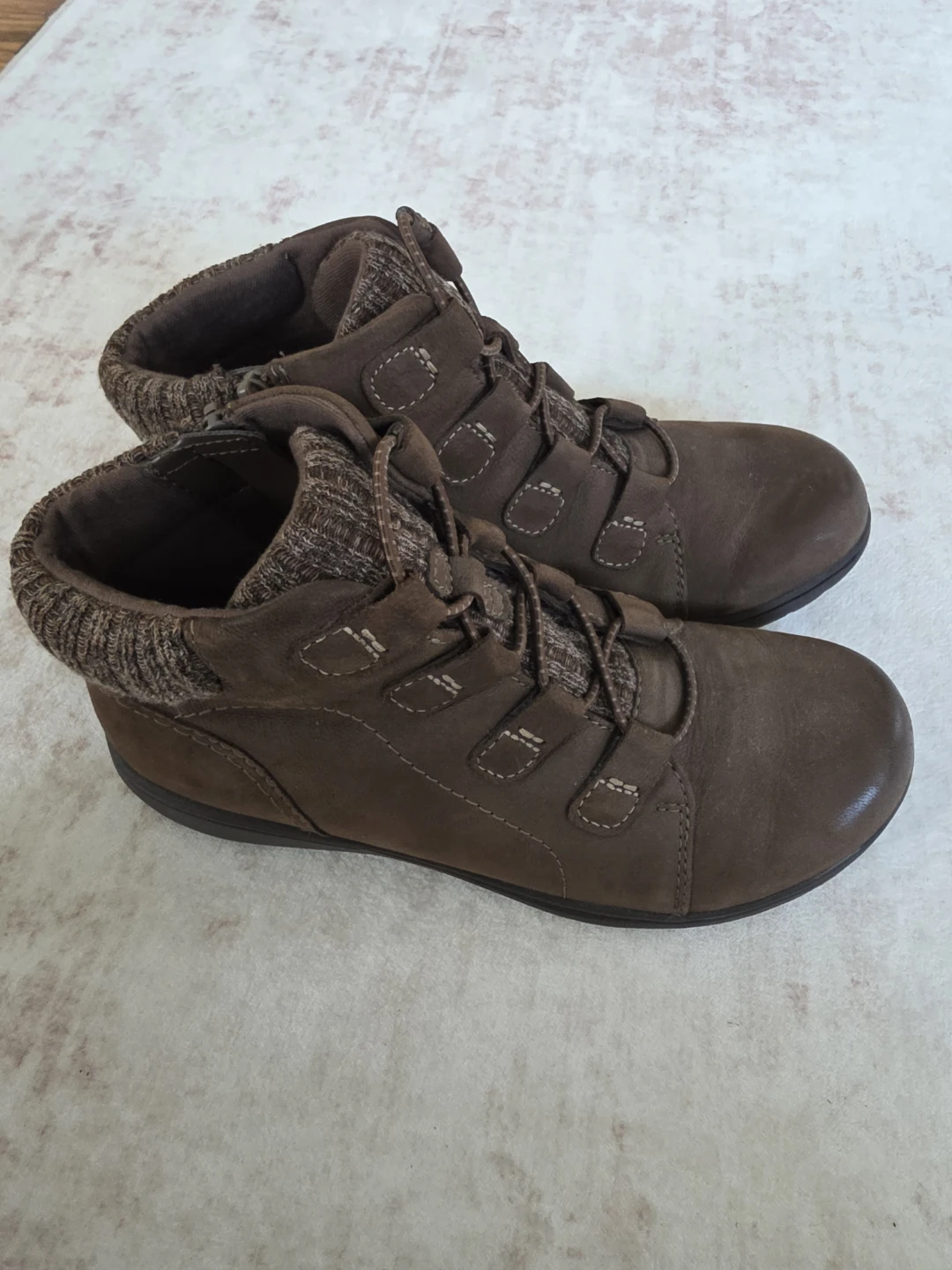 Clarks Women's Brown Suede & Knit Ankle Boots