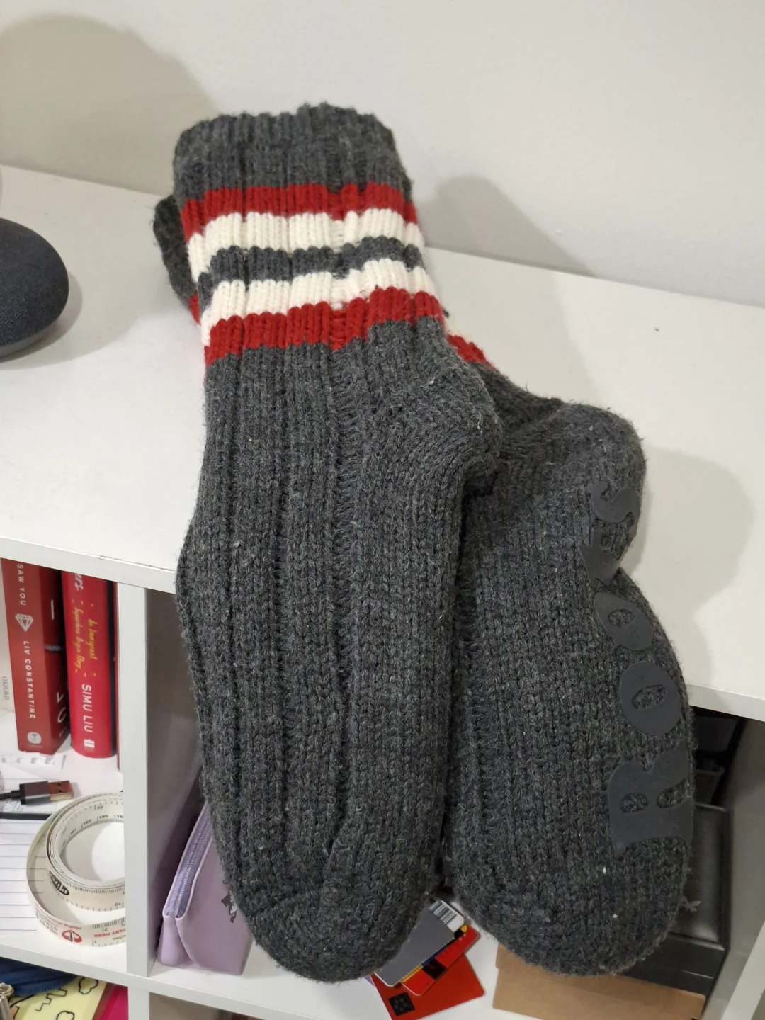Grey slipper socks from Roots