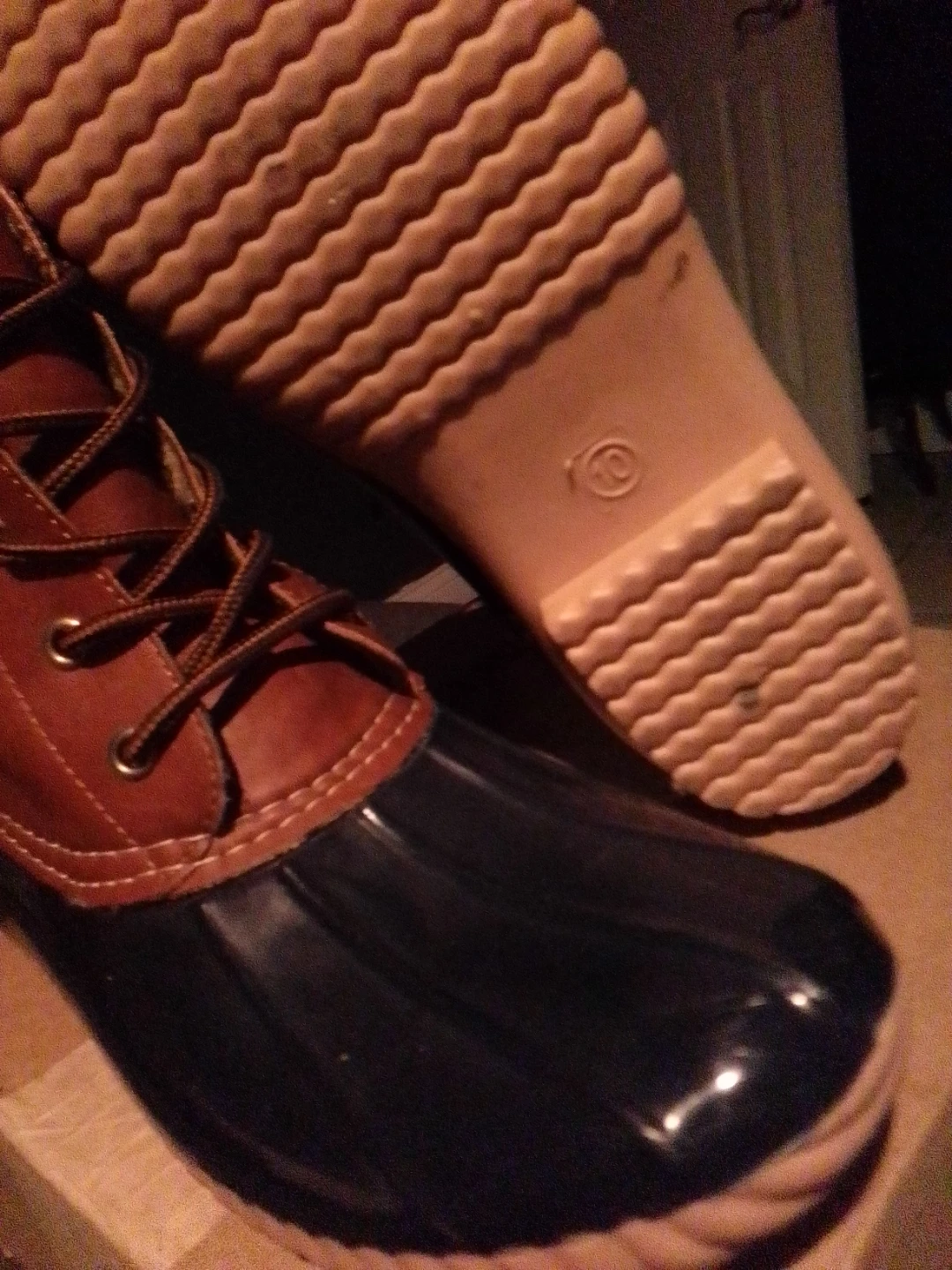 Women's Brown & Blue Duck Boots with Plaid Lining - photo 4