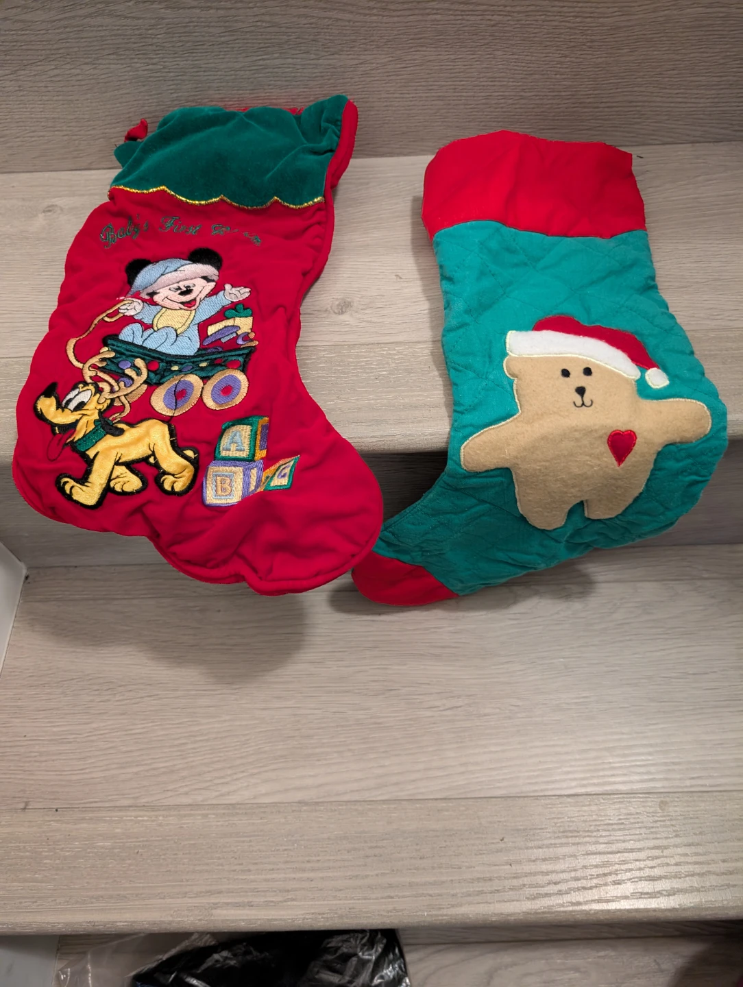 Set of 2 Christmas Stockings - Mickey Mouse & Teddy Bear