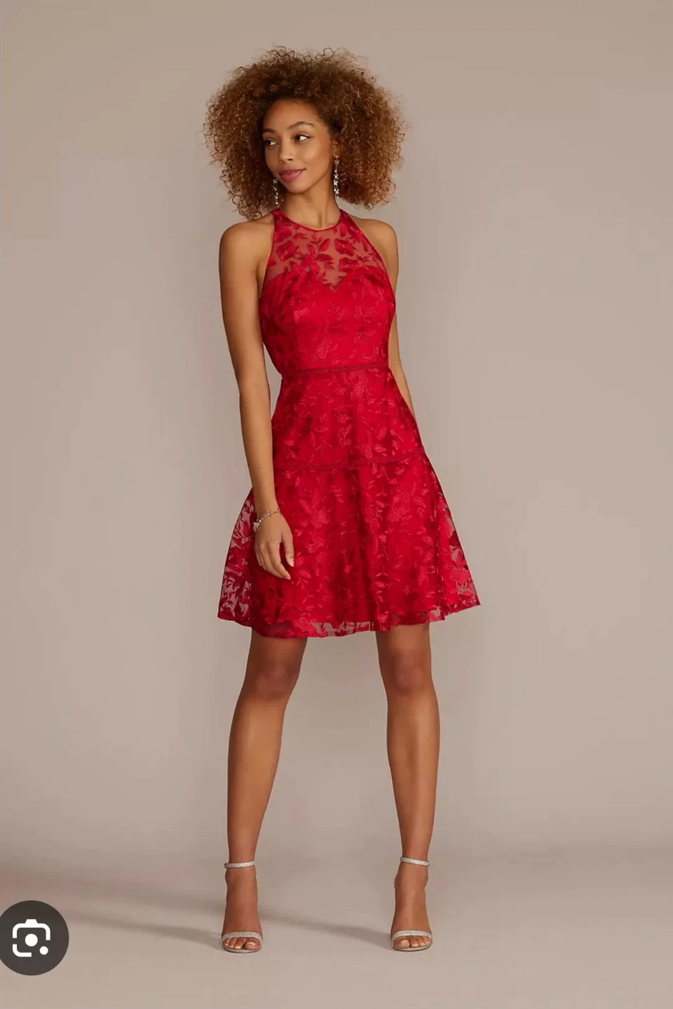 New Illusion Lace Halter A-Line Dress David's Bridal