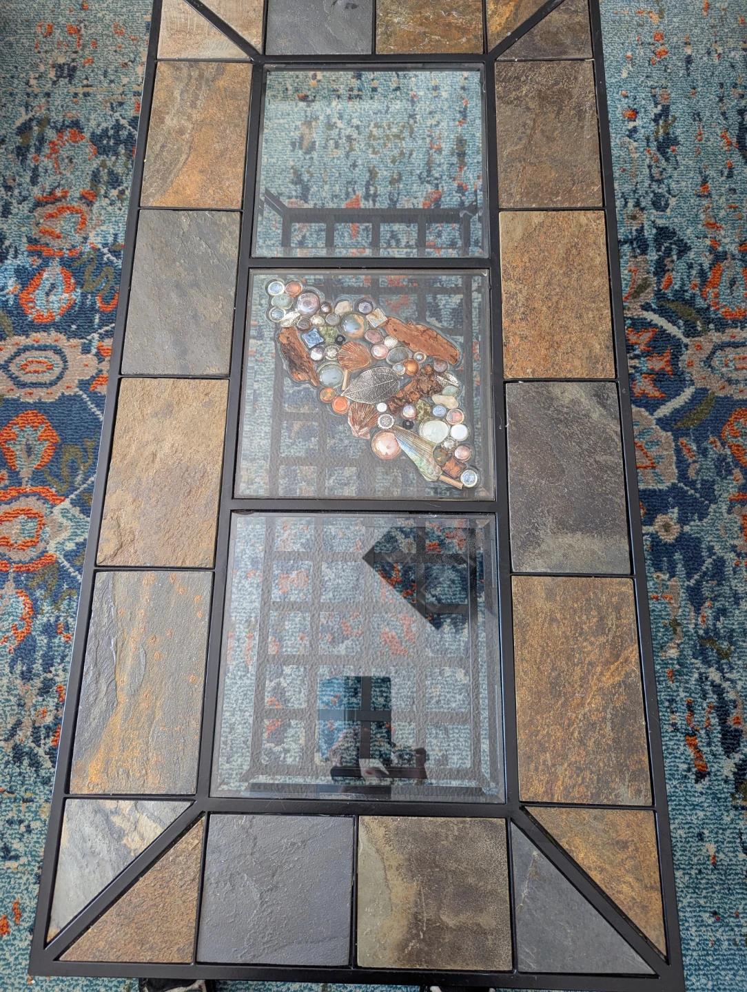 Rectangular Coffee Table with Stone and Decorative - photo 2