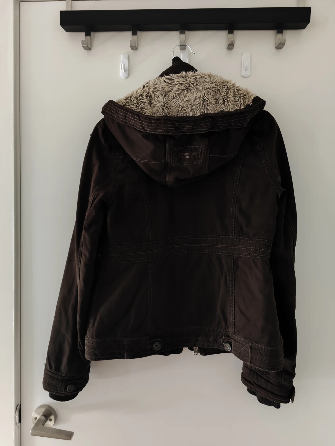Abercrombie & Fitch Brown Toggle Jacket with Plaid Lining - photo 4