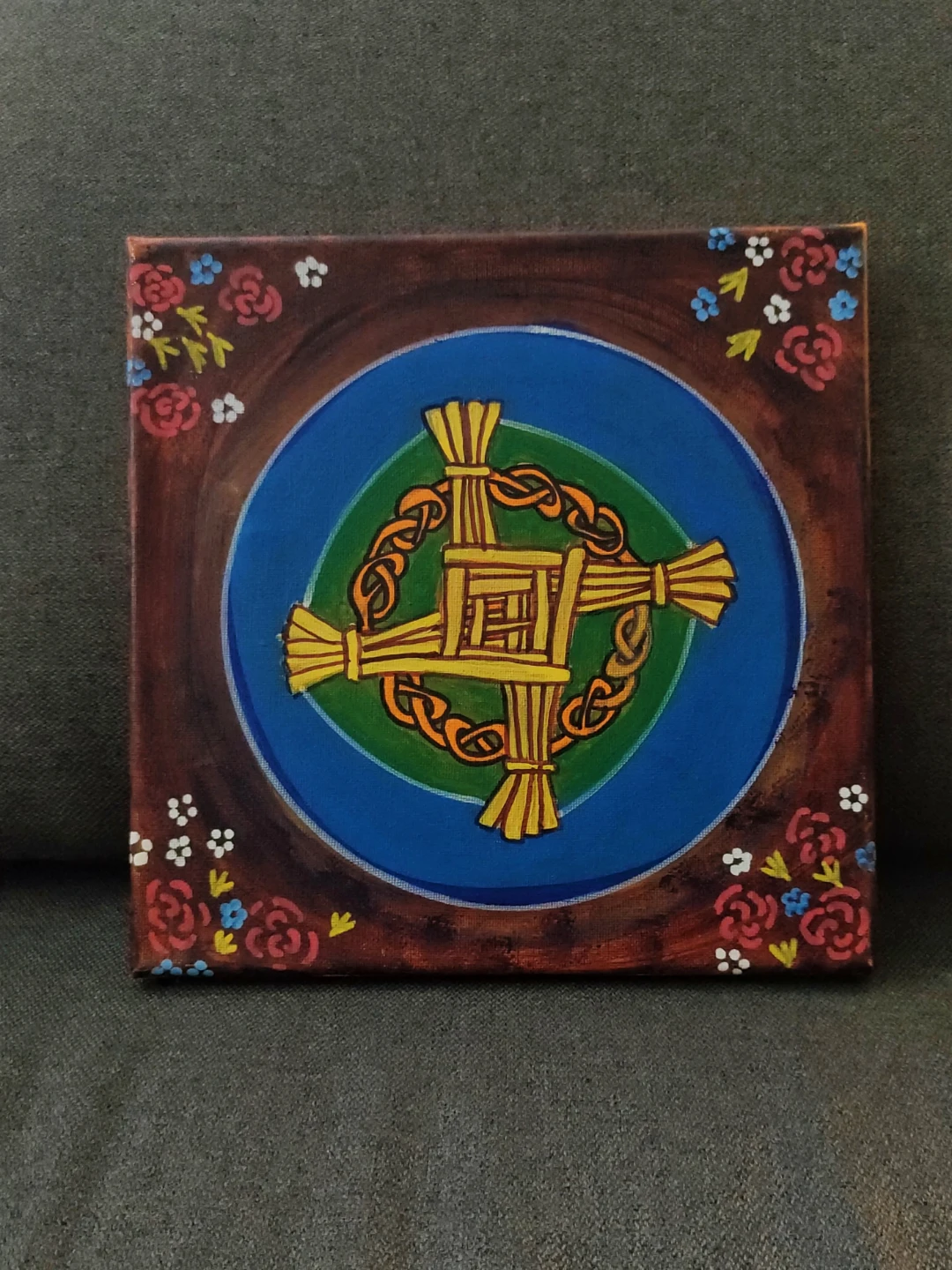 Hand-Painted Brigid's Cross Canvas Art