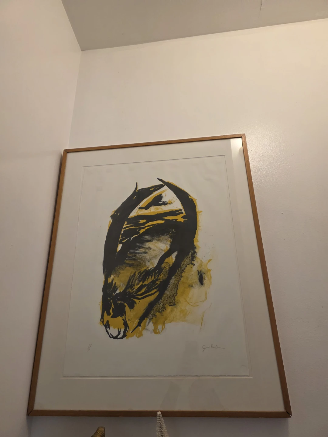 Framed Abstract Art Print - Yellow and Black