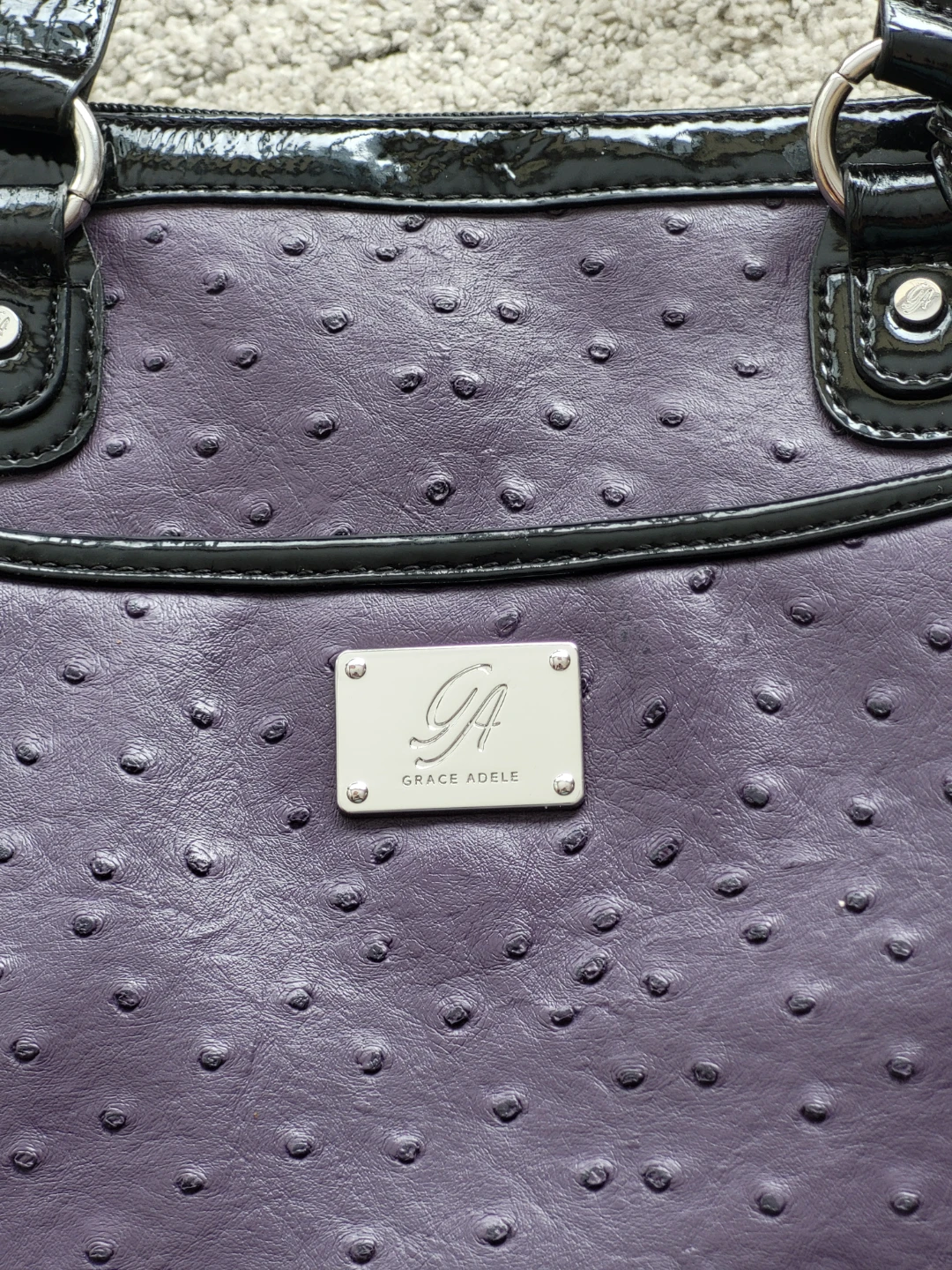 Grace Adele Purple Ostrich Embossed Handbag - photo 3