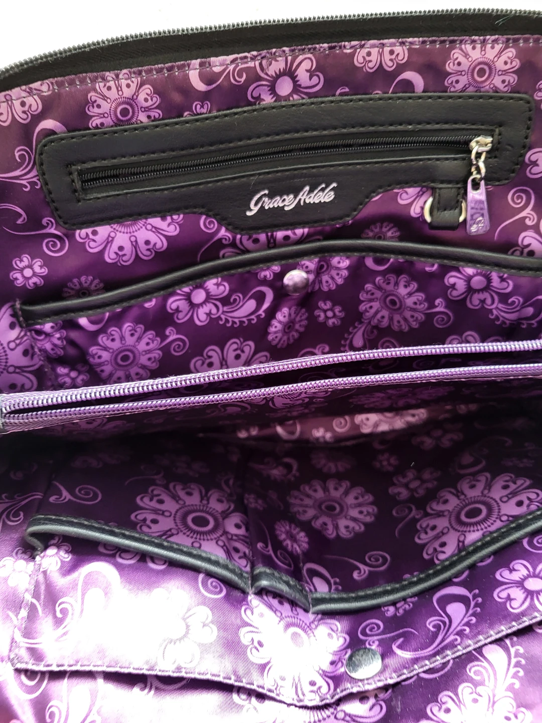 Grace Adele Purple Ostrich Embossed Handbag - photo 5