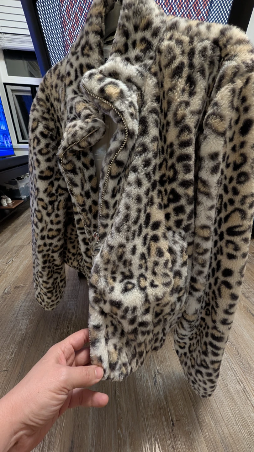 GARAGE Leopard Faux Fur Moto Jacket - Size G/L
