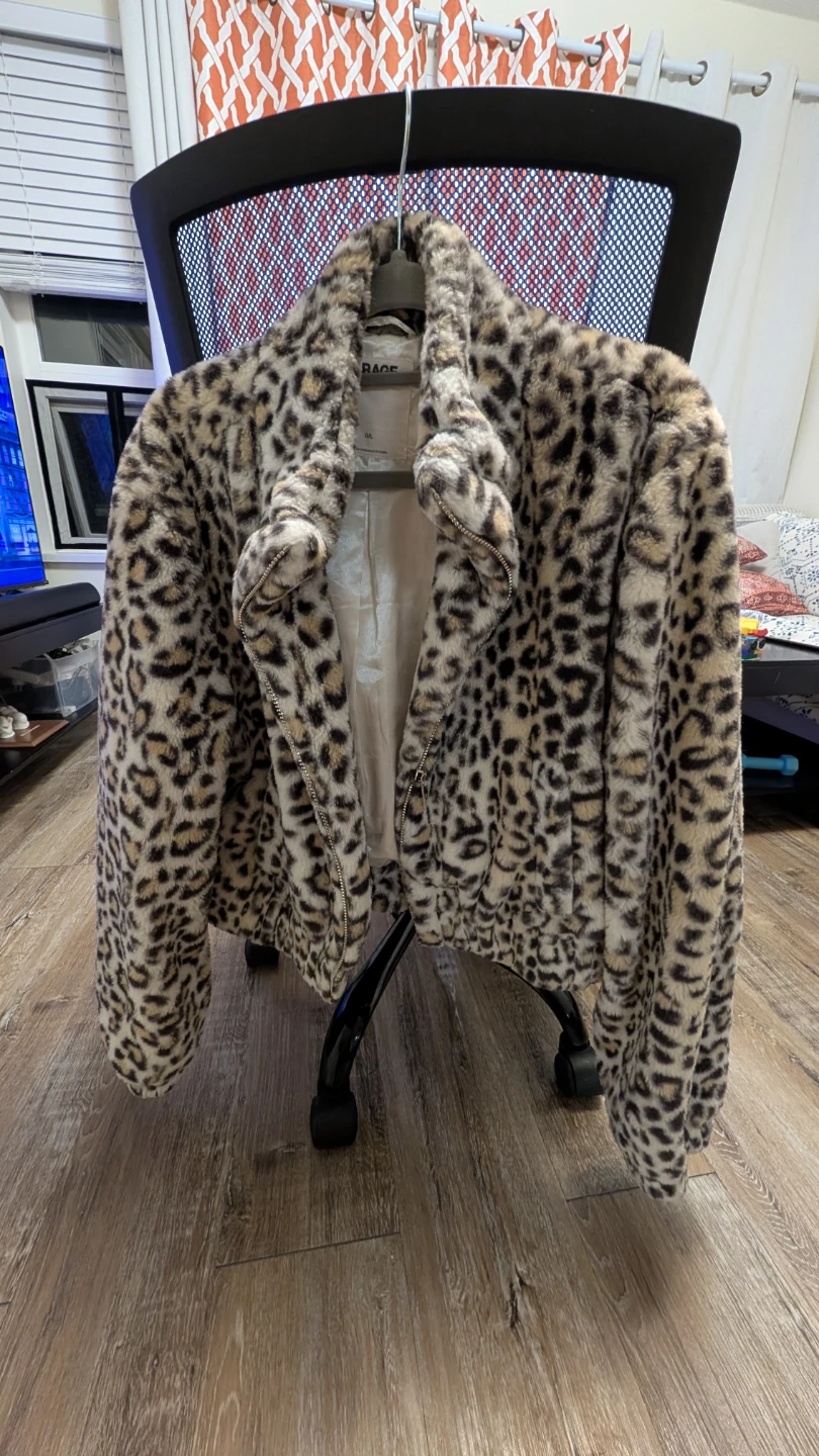 GARAGE Leopard Faux Fur Moto Jacket - Size G/L - photo 2