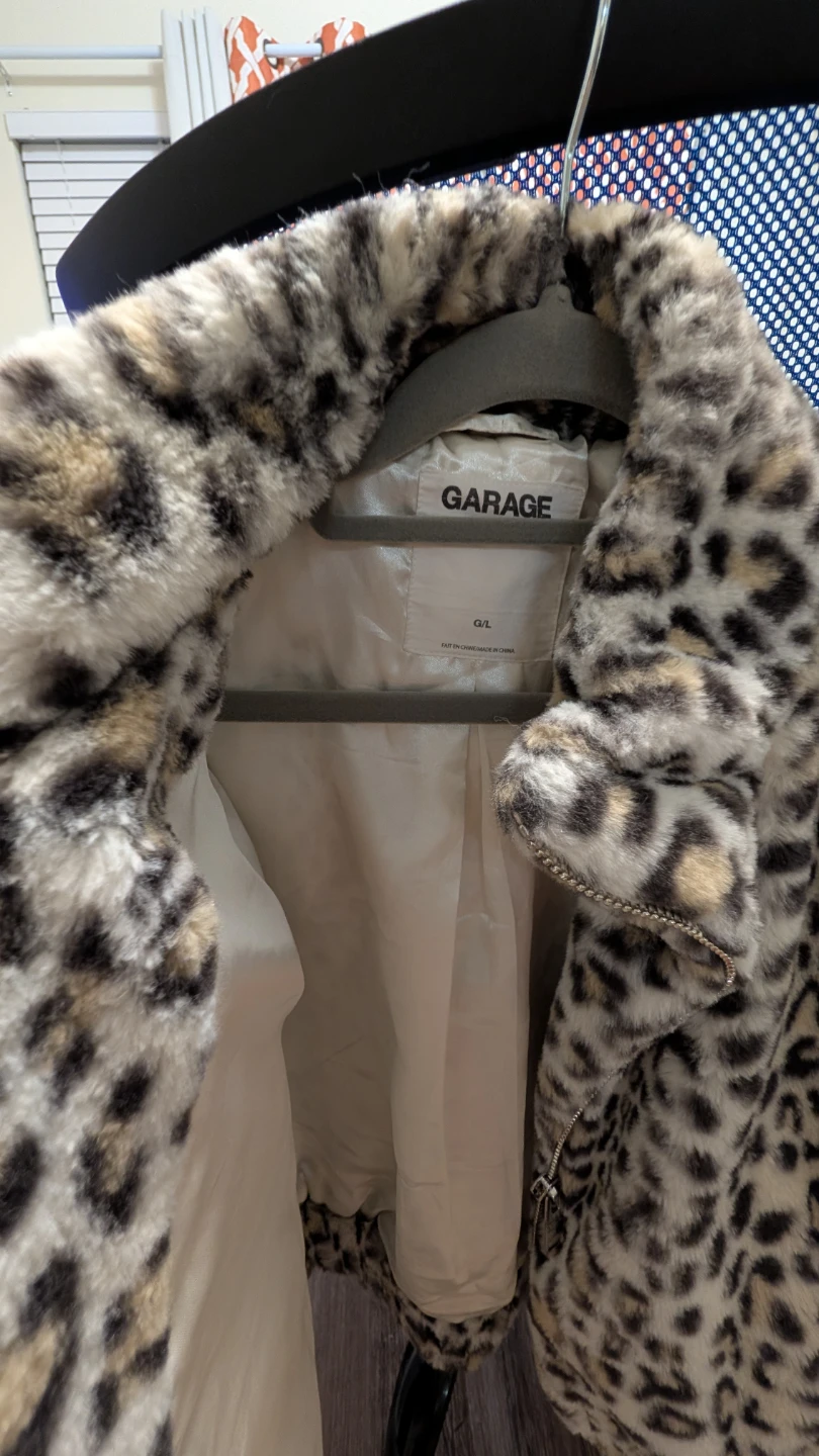 GARAGE Leopard Faux Fur Moto Jacket - Size G/L - photo 3