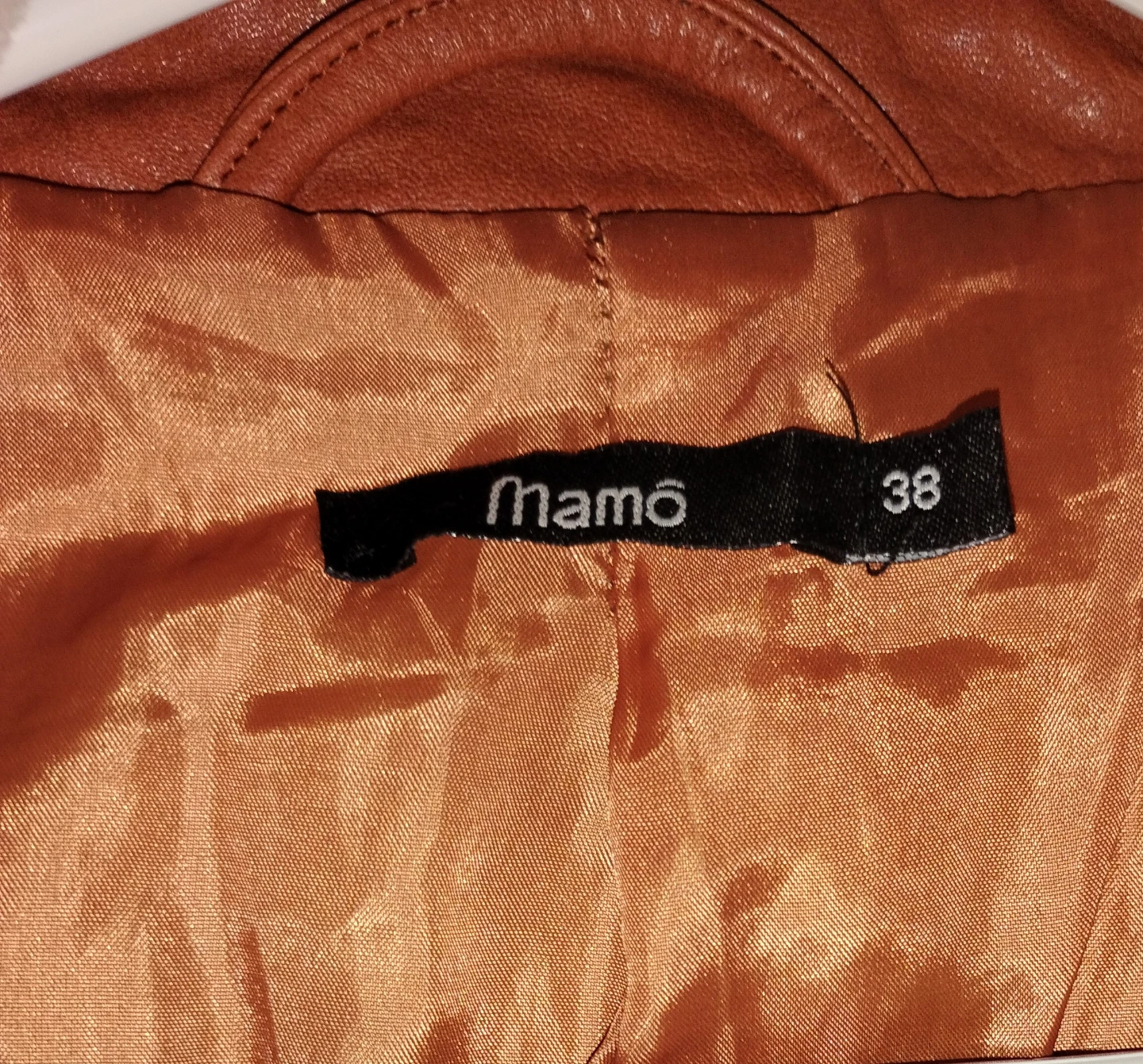 Mamo Brown Faux Leather Moto Jacket with Sherpa Collar Size 38 - photo 4