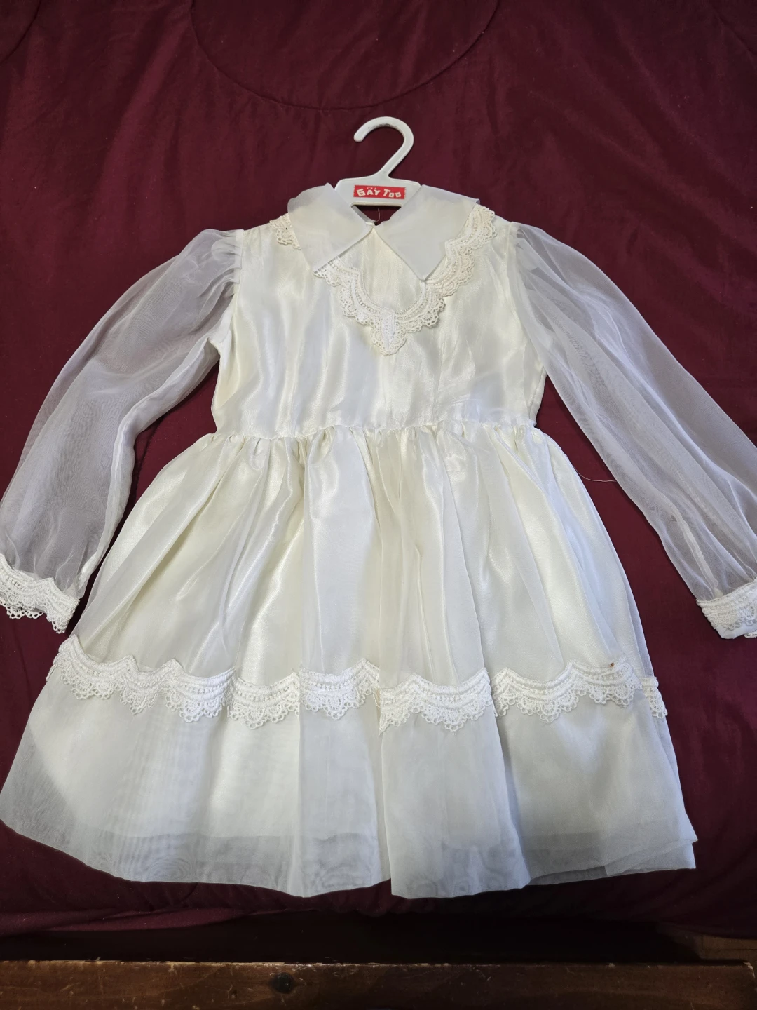 White Formal First Communion Dress with Lace Trim