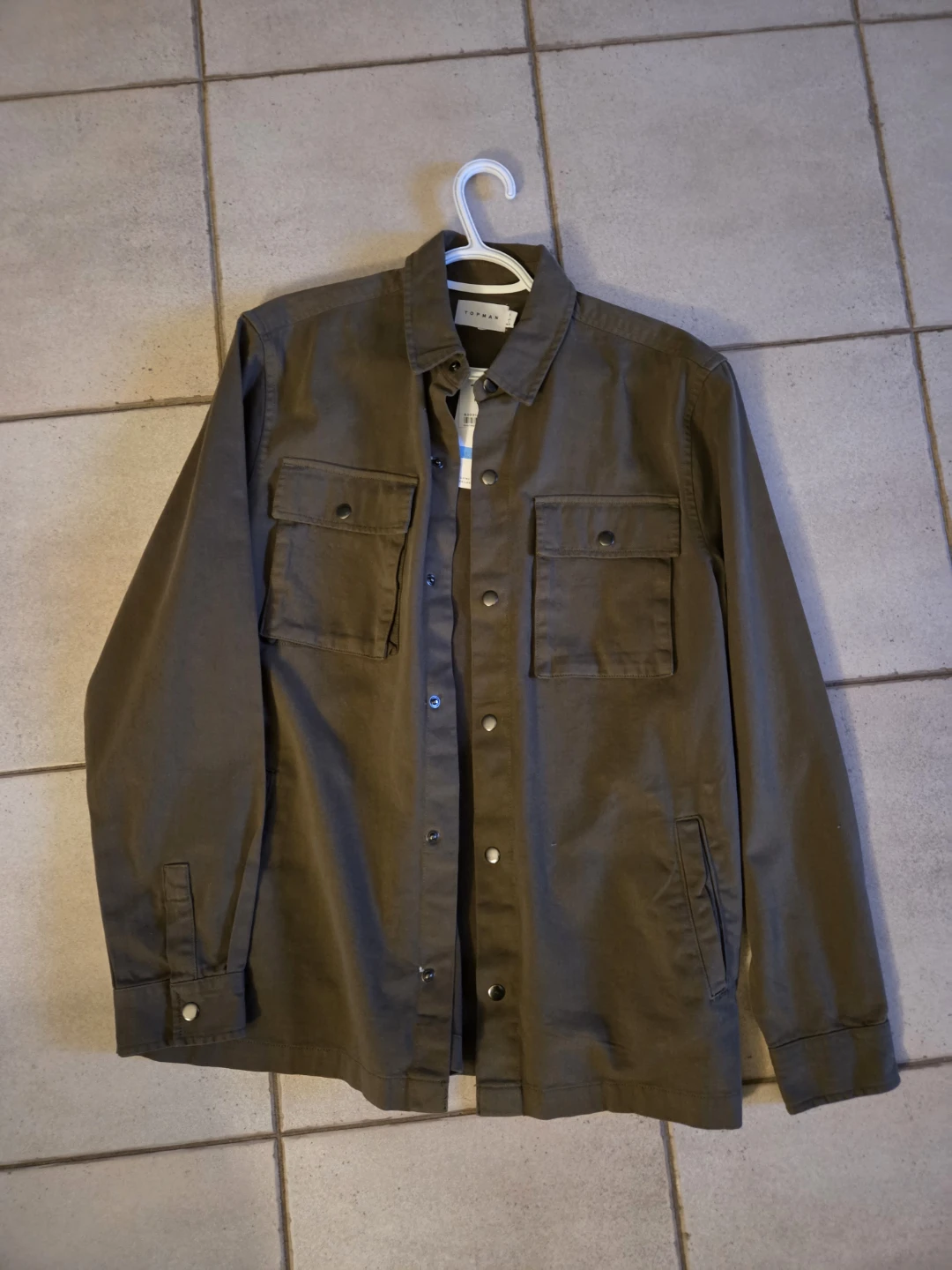 TOPMAN Olive Green Button-Up Shirt Jacket - photo 2