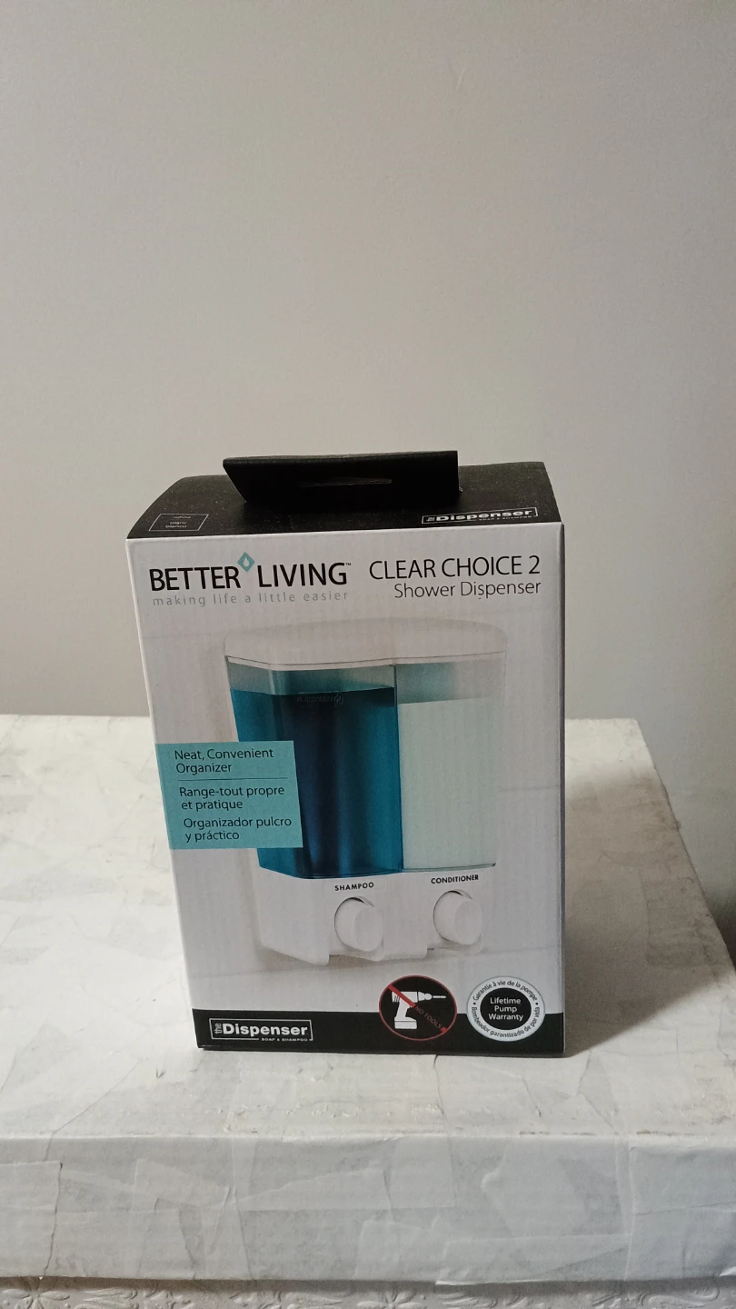 2 boxes of Better Living Clear Choice 2 in 1 Shower Dispenser