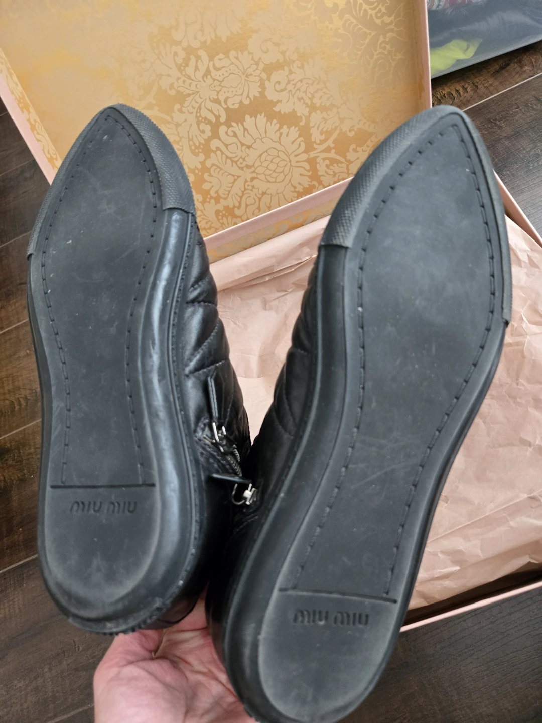 Miu Miu Quilted Black Leather High-Top Sneakers - photo 5