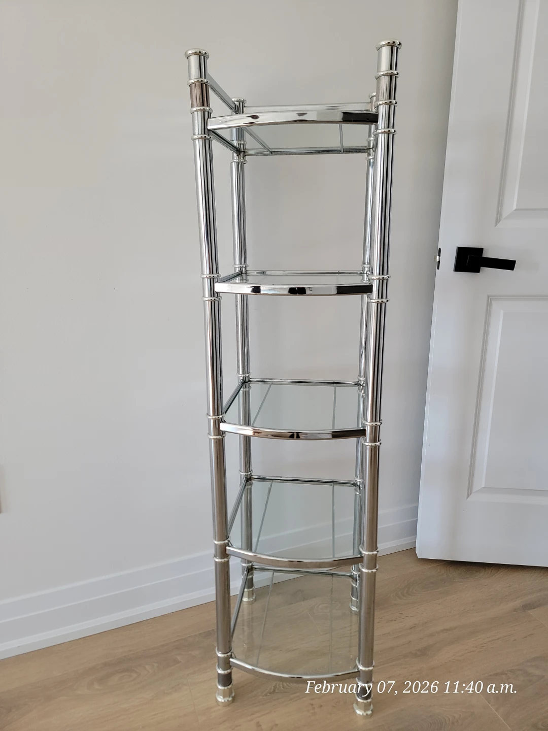 Chrome and Glass 5-Tier Shelf Unit