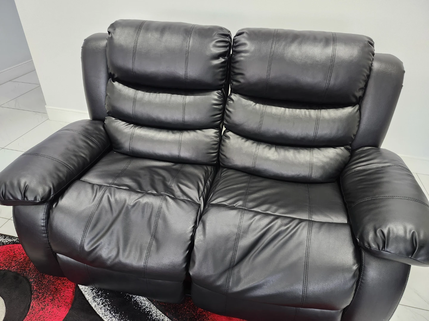 Black Faux Leather Loveseat Recliner