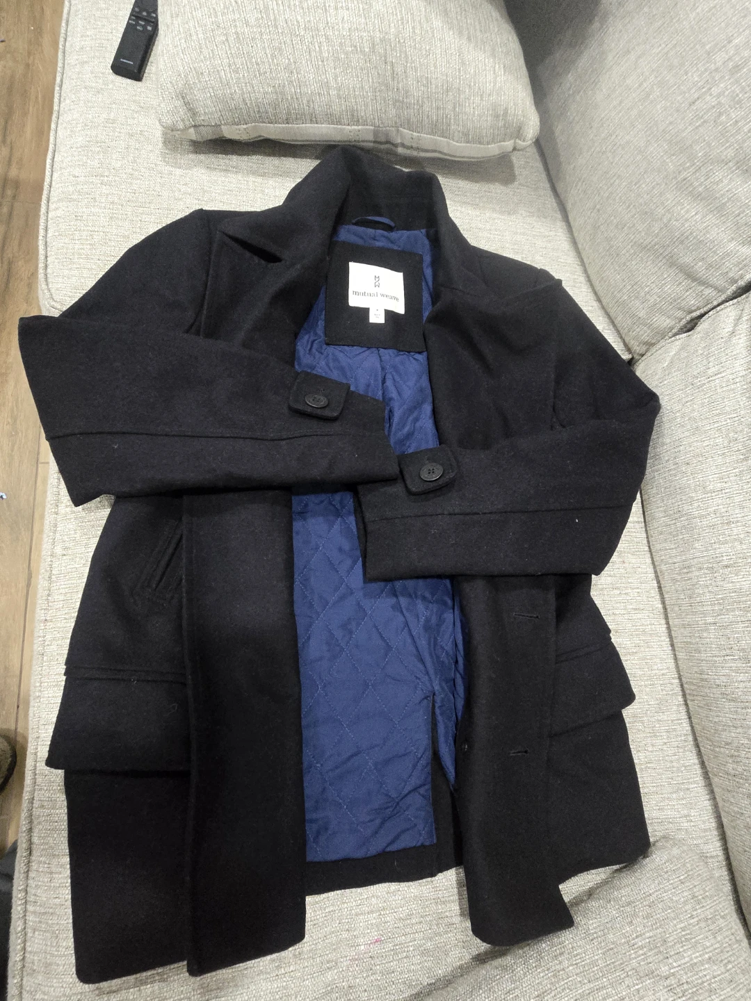 Mutual Weave Black Wool Blend Peacoat Jacket Size M - photo 3
