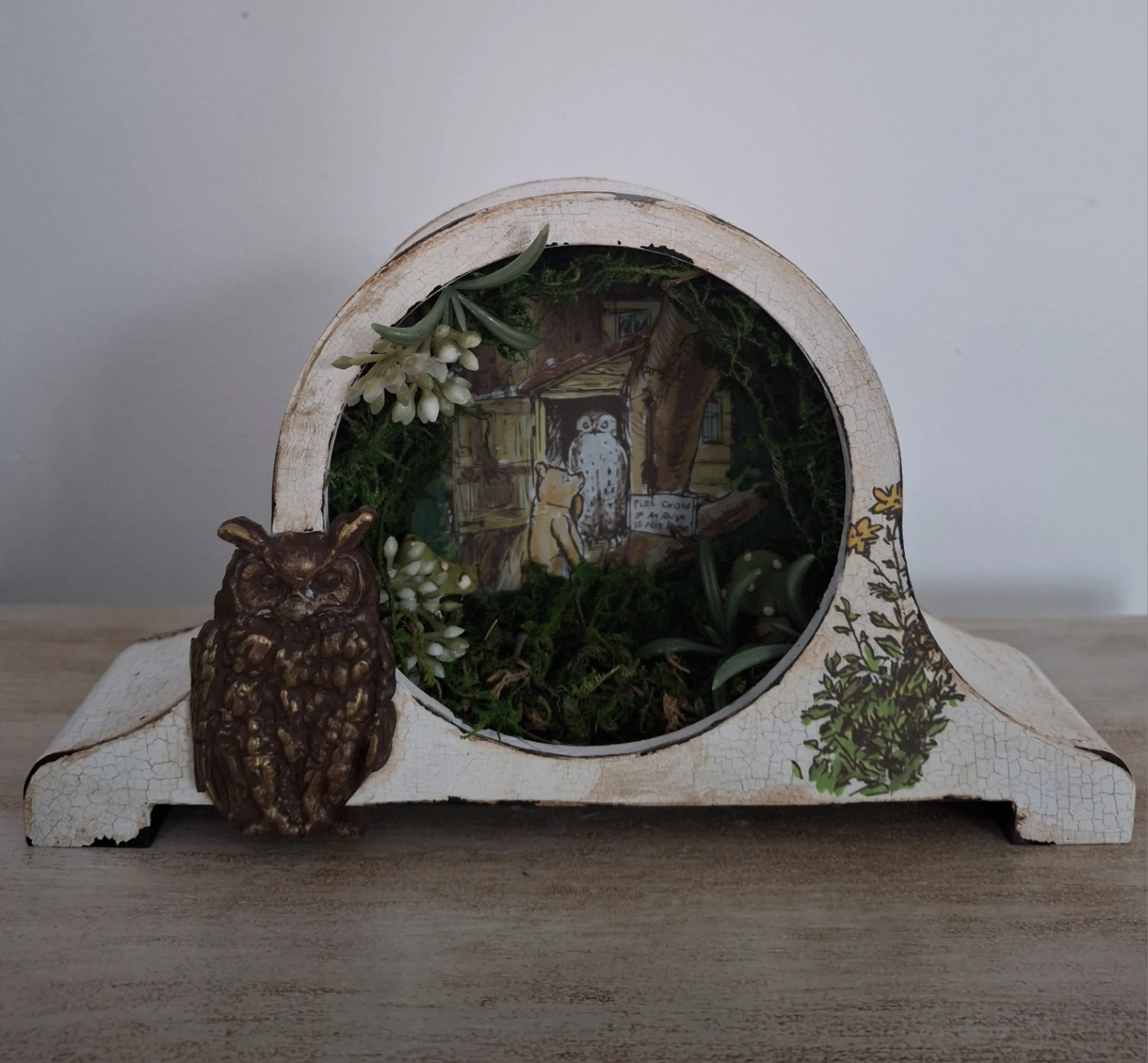 Winnie the Pooh & Owl Diorama Shelf Decor